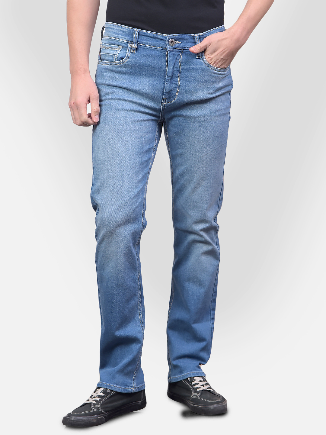 Numero Uno Men Mid Blue Mid Blue Slim Fit Mid Rise Sustainable Jeans